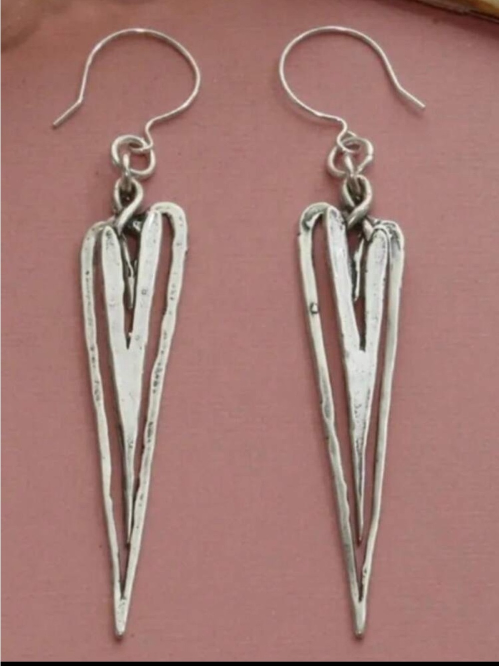 Silver Heart Drop Dangle Earrings - Women's Jewelry